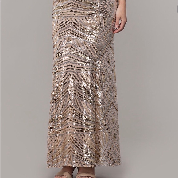 🆕NWT Elegant Full Length Sequin Art Deco Dress - Picture 7 of 8